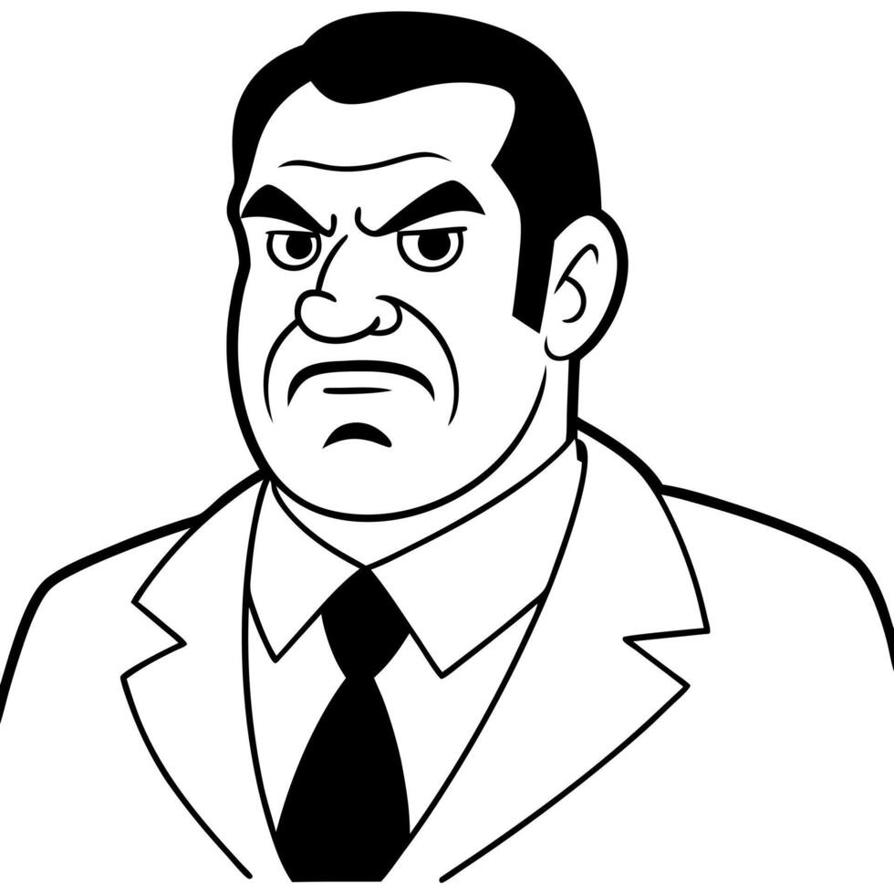 an arrogant boss, illustration line art vector