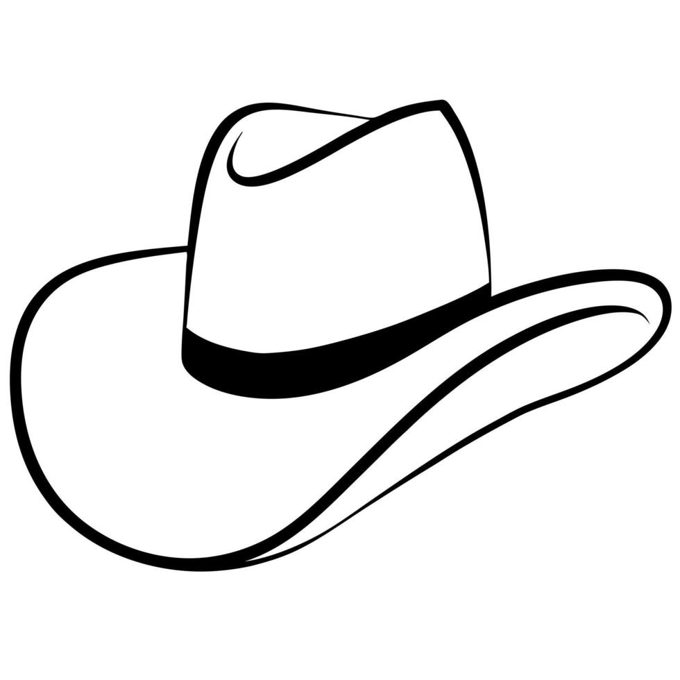 cowboy hat silhouette, illustration line art vector