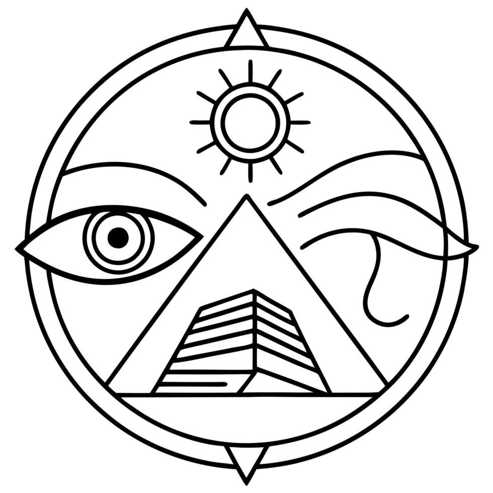 eye of horus, pyramids of egypt, eye of all, using ai, illustration line art vector