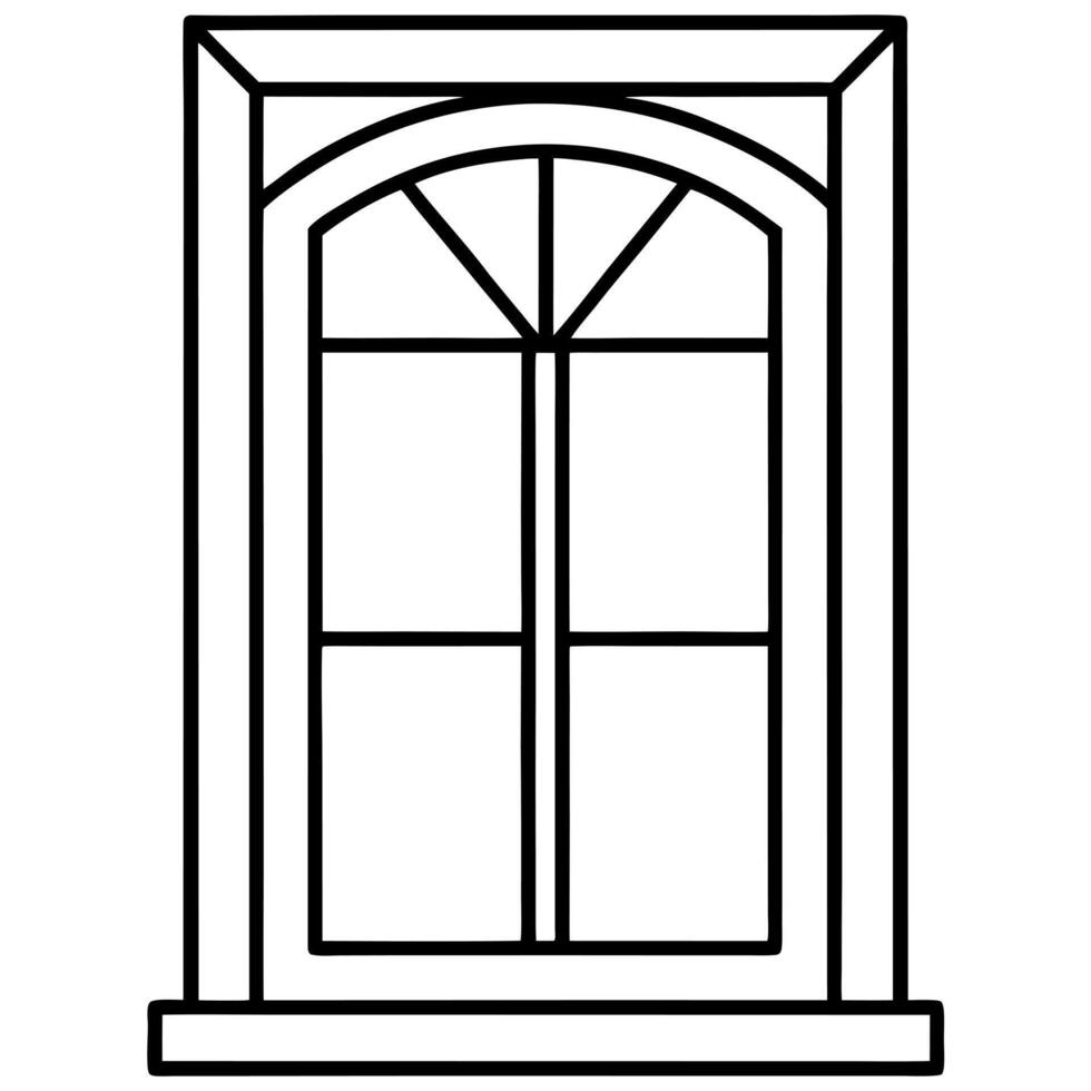 a wooden window, illustration line art vector