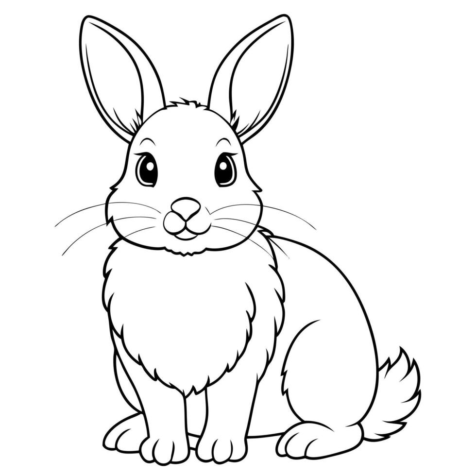 cute rabbit, illustration line art vector