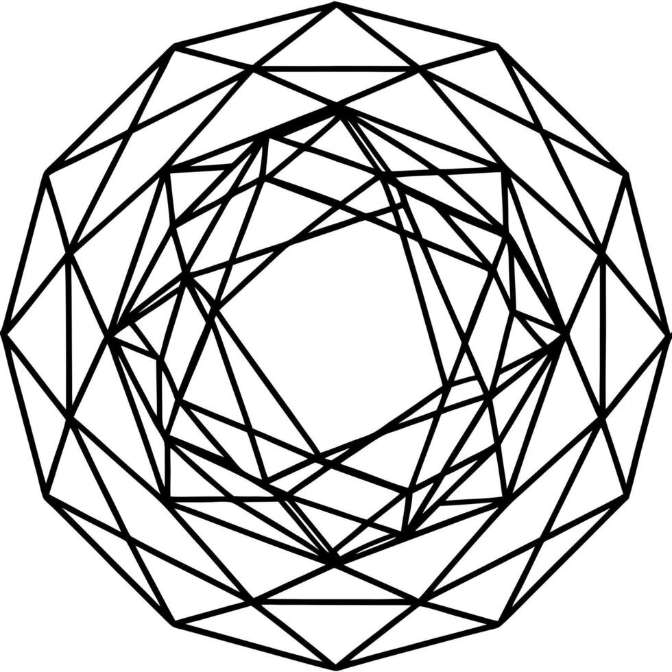an intricate nest made from overlapping geometric shapes like hexagons and triangles, with tiny vector