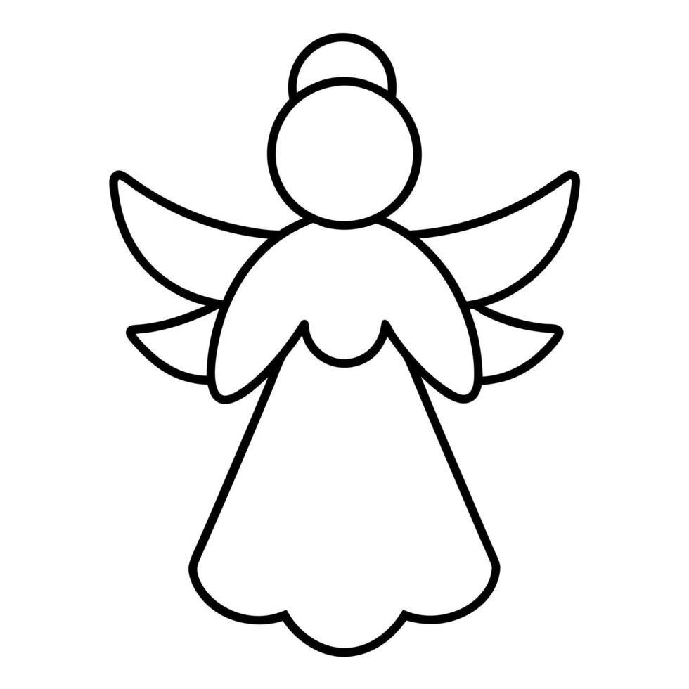 coloring page, bold line art, christmas angel, illustration line art vector