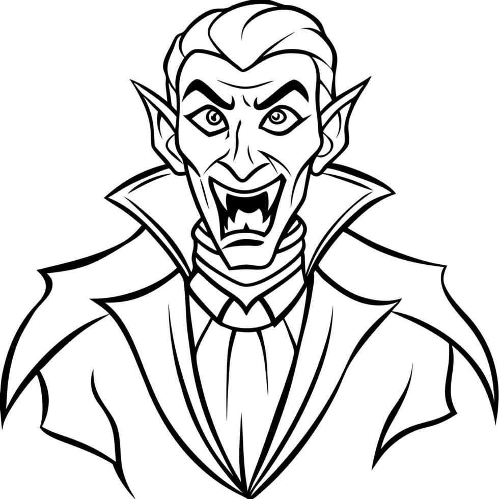 a vampire with fangs and a cape fantasy concept, illustration line art vector