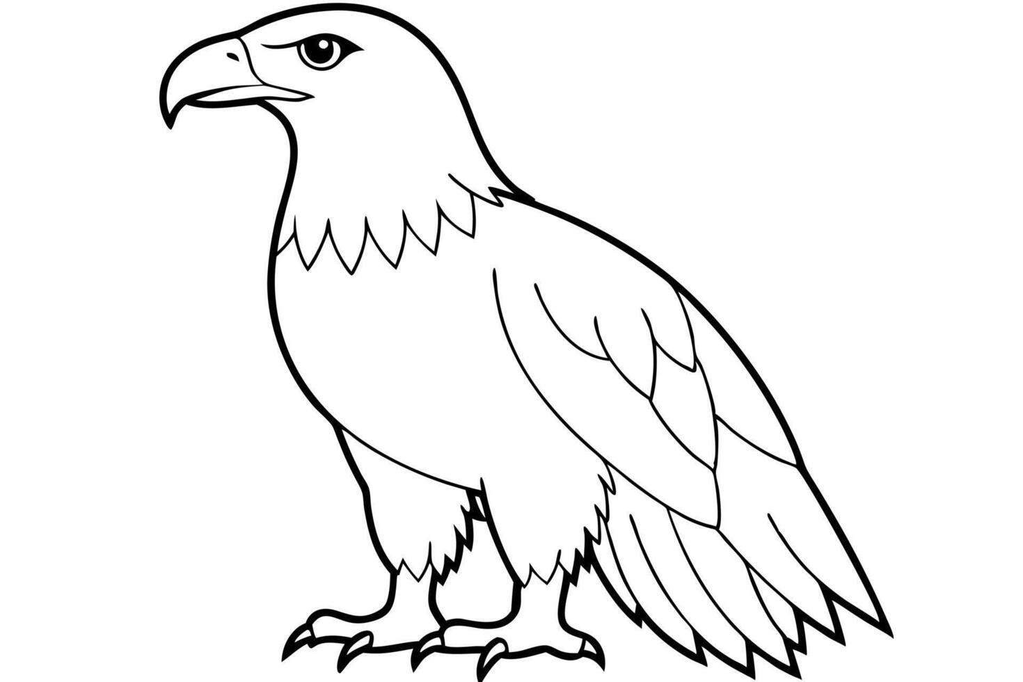 a bald eagle silhouette line art on white background, illustration line art vector