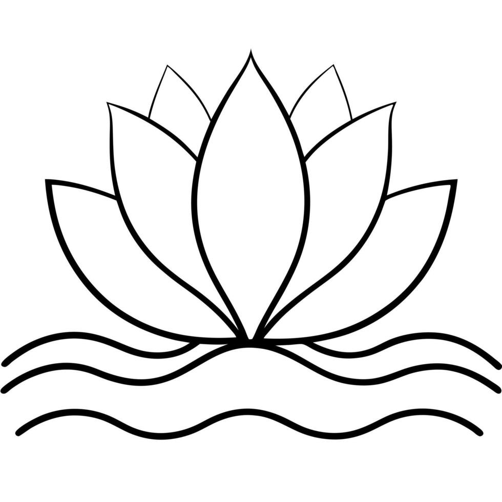 a lotus o water, illustration line art vector