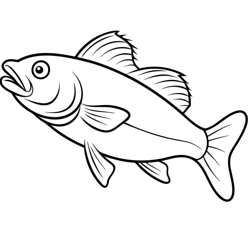 cod fish image, illustration line art vector