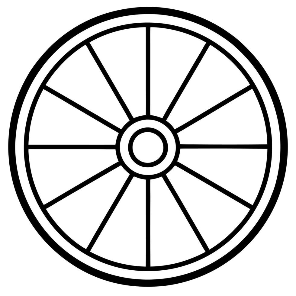 wheel silhouette, illustration line art vector
