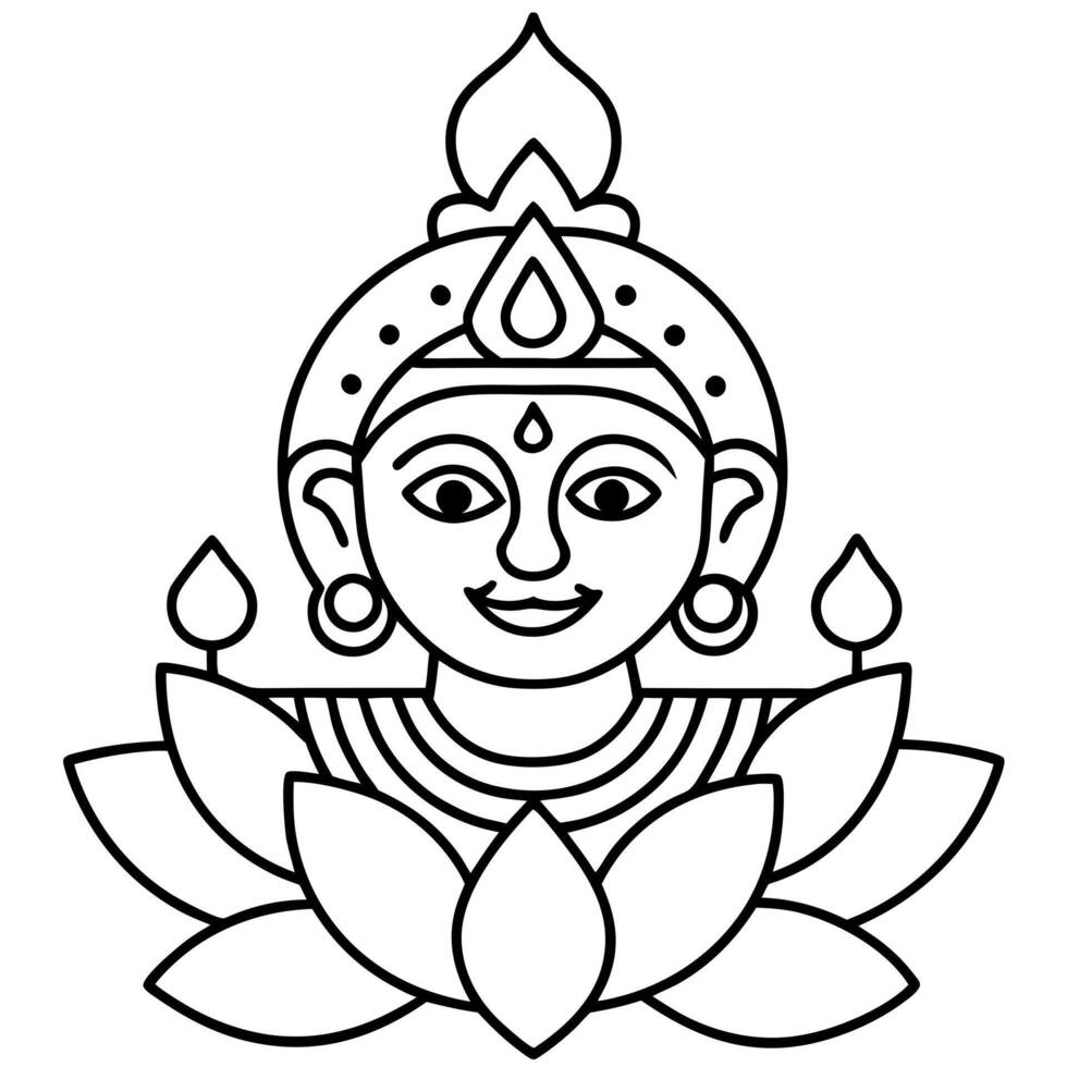 line art of indian motifs used during the diwali festival, illustration line art vector
