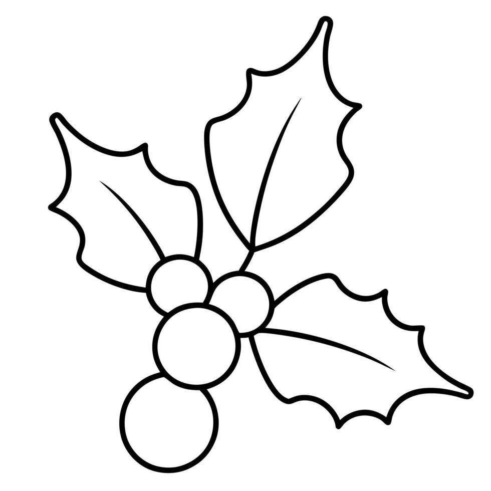 coloring page, bold line art, christmas mistletoe, illustration line art vector