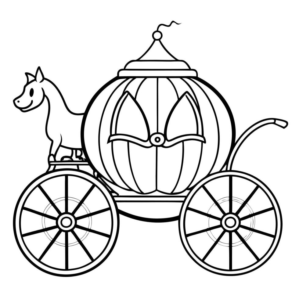 pumpkin carriage for a sinister cinderella, illustration line art vector