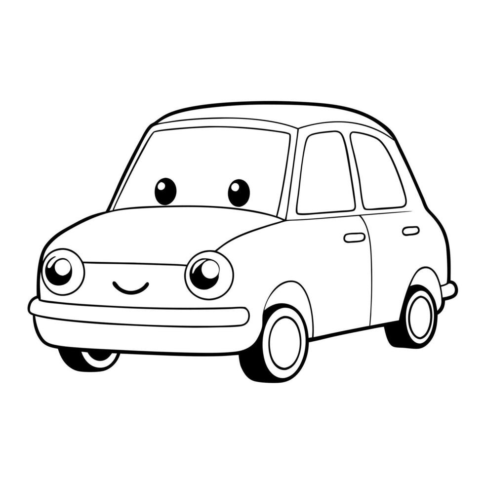 cute car, illustration line art vector