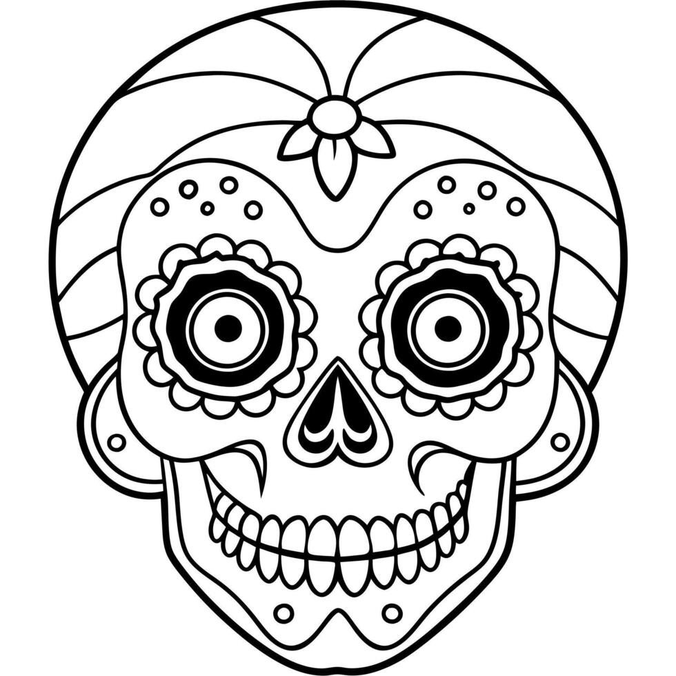 day of the dead sugar skull, blacklight painting, illustration line art vector