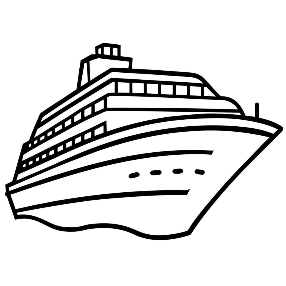cruise ship, illustration line art vector