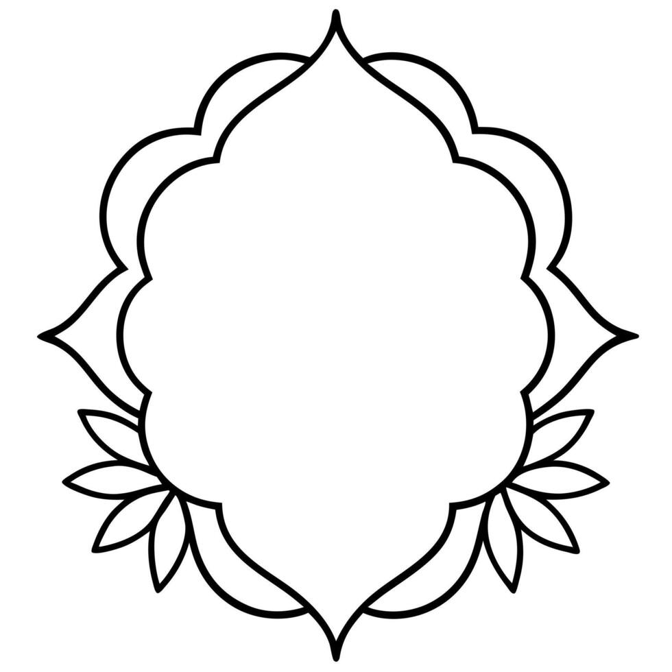 flower design frame black, illustration line art vector