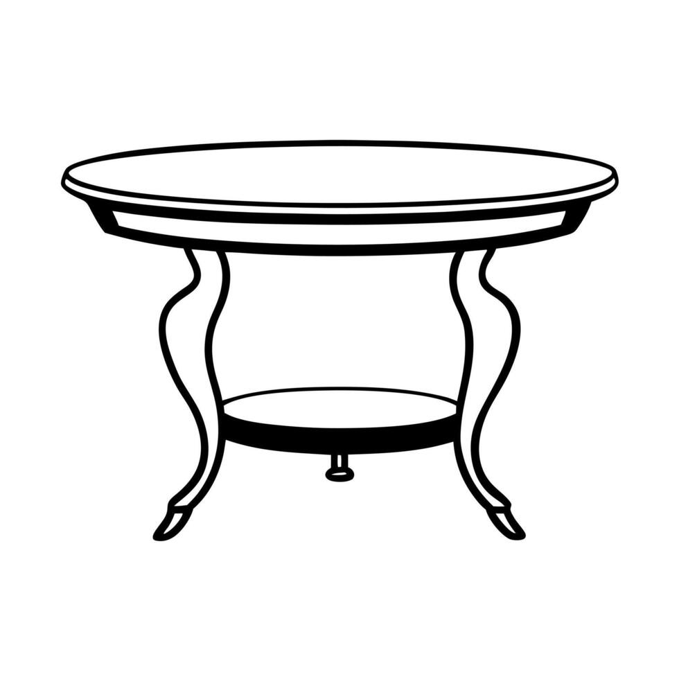 small coffee table, illustration line art vector