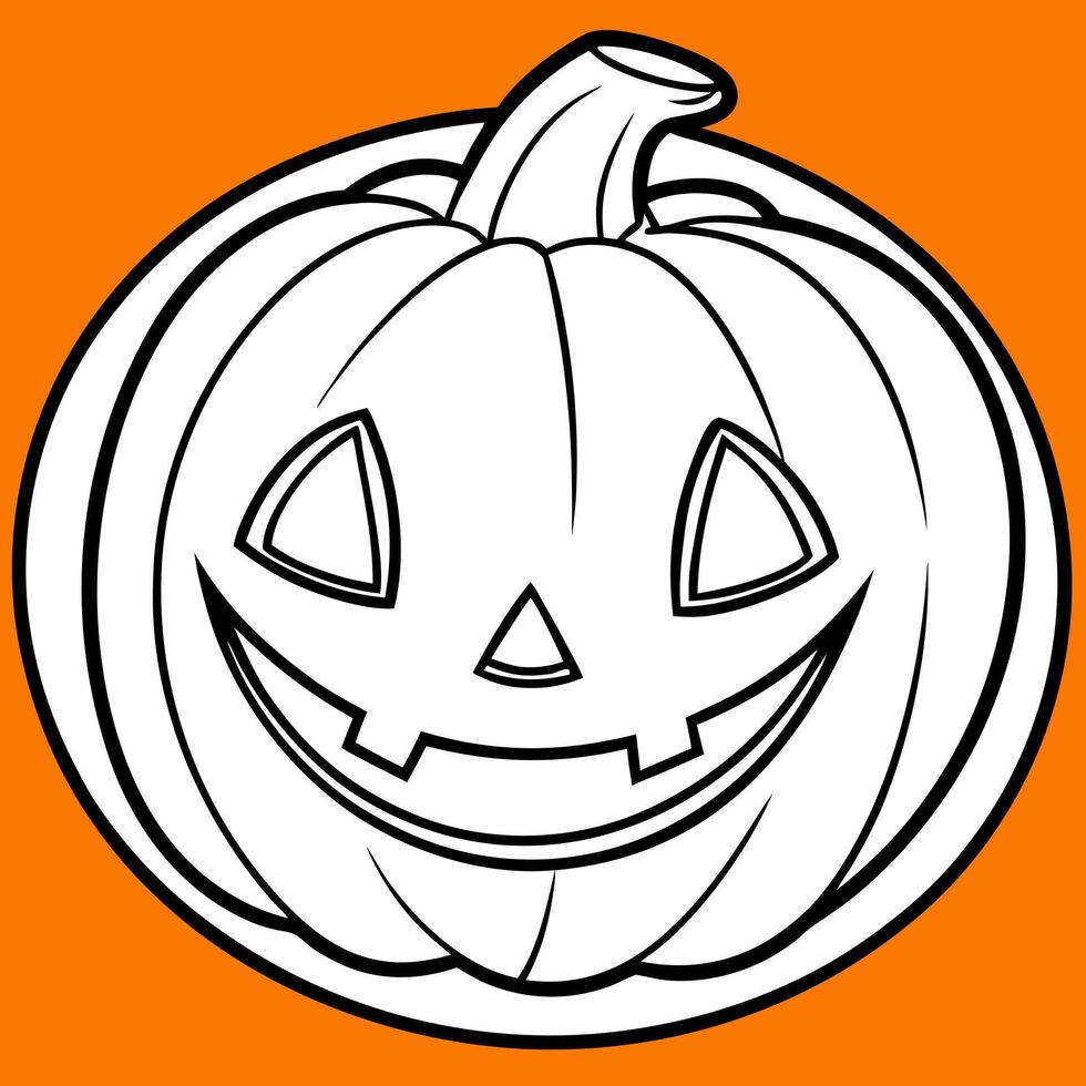 real jack o lantern for halloween on orange background -, illustration line art vector