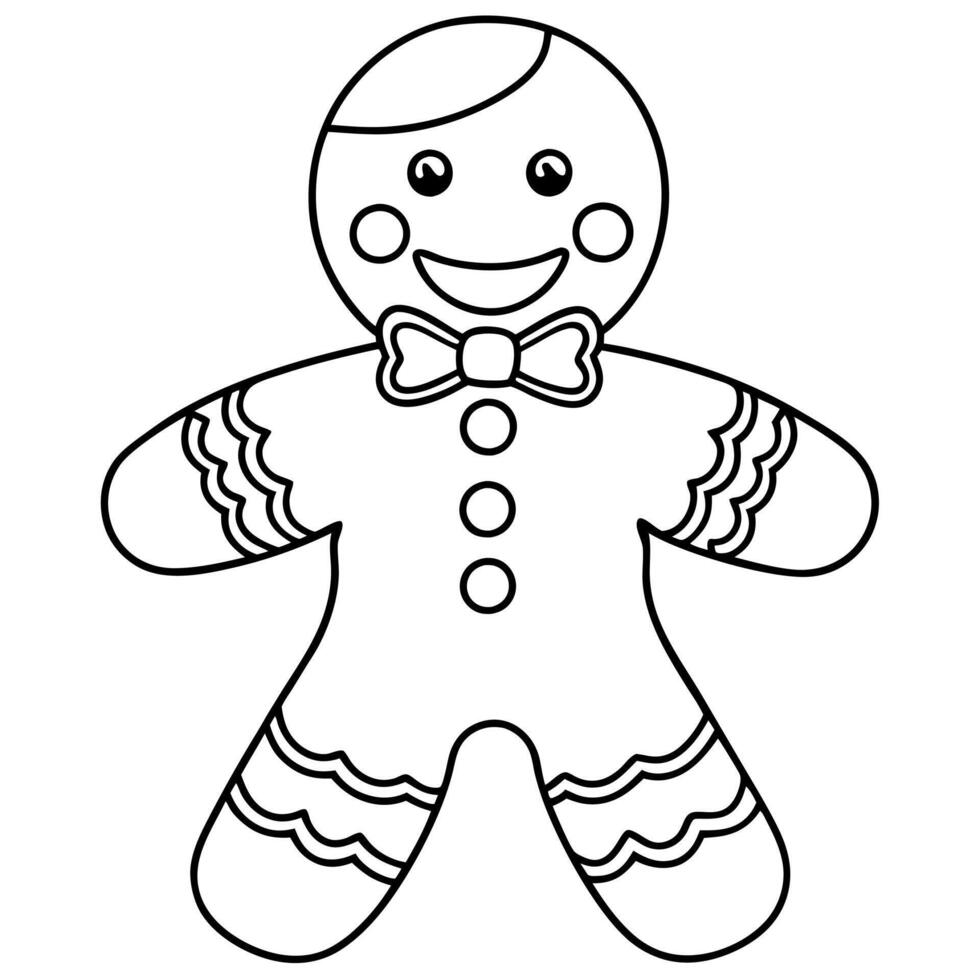 a cute gingerbread man with a big smile, decorated with icing there should be open space between vector