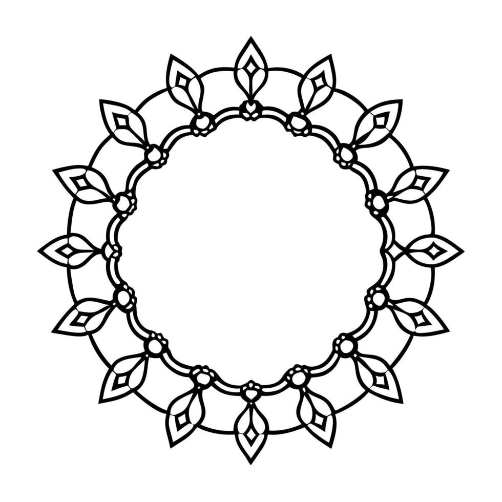 round ornament frame or circular pattern in form of mandala, illustration line art vector