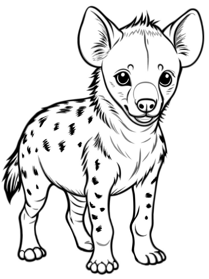 a baby hyena, illustration line art vector