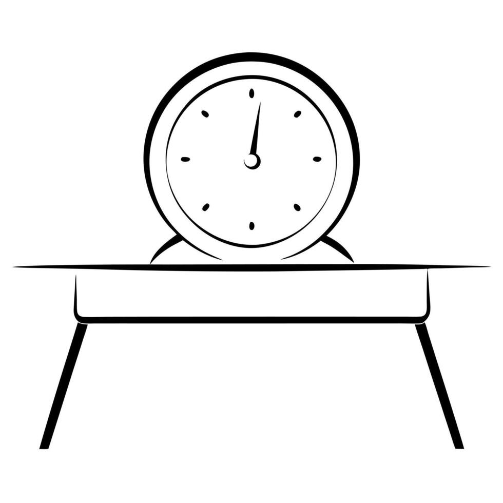desk clock, illustration line art vector