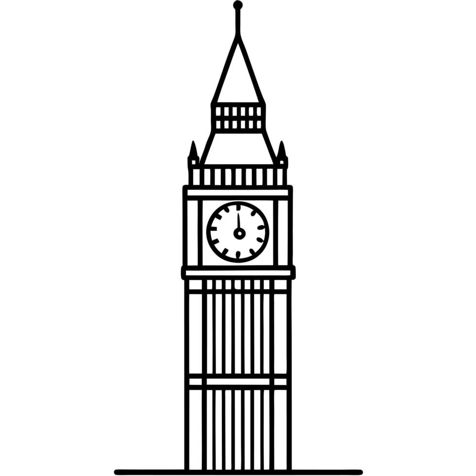big ben, illustration line art vector