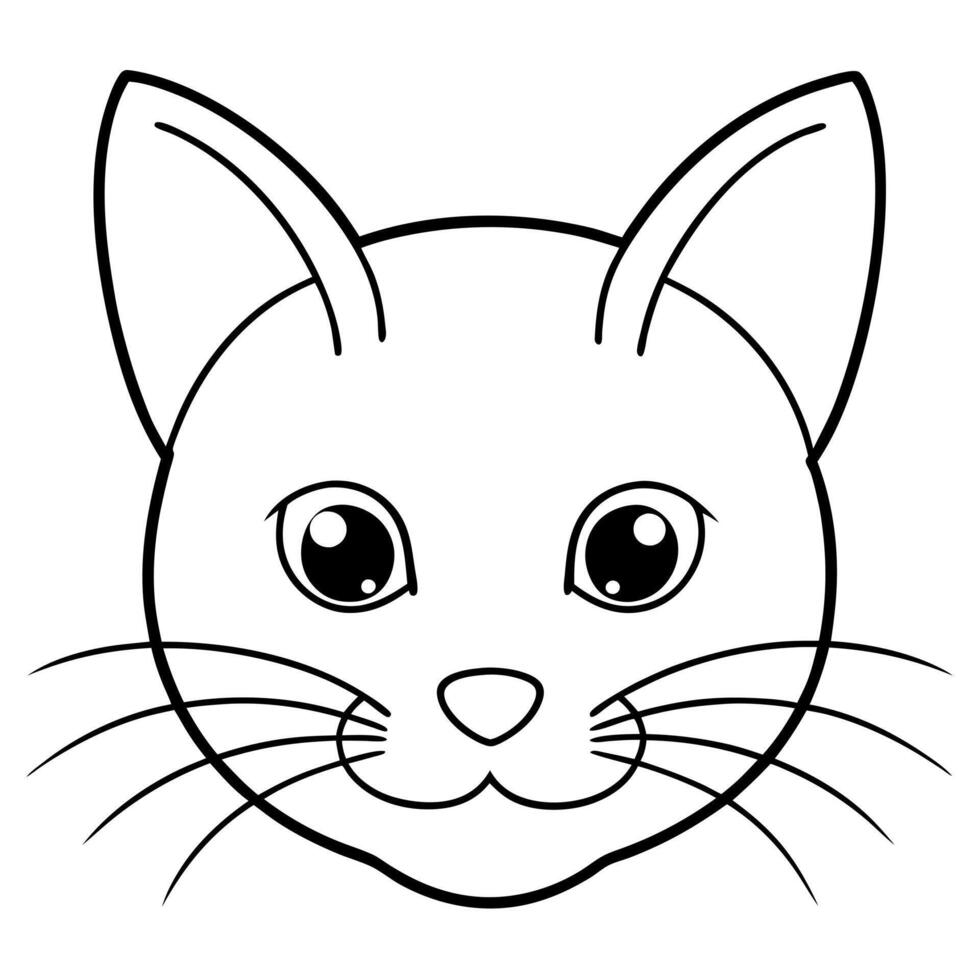 unique cute cat head, illustration line art vector