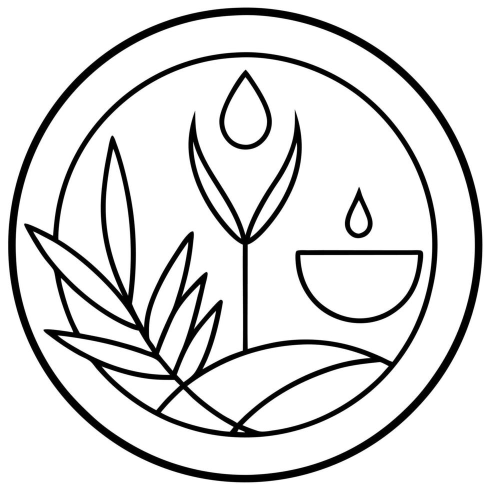 a stylized leaf circle logo, spa, massage, grass plant, education, yoga, health and nature concept vector