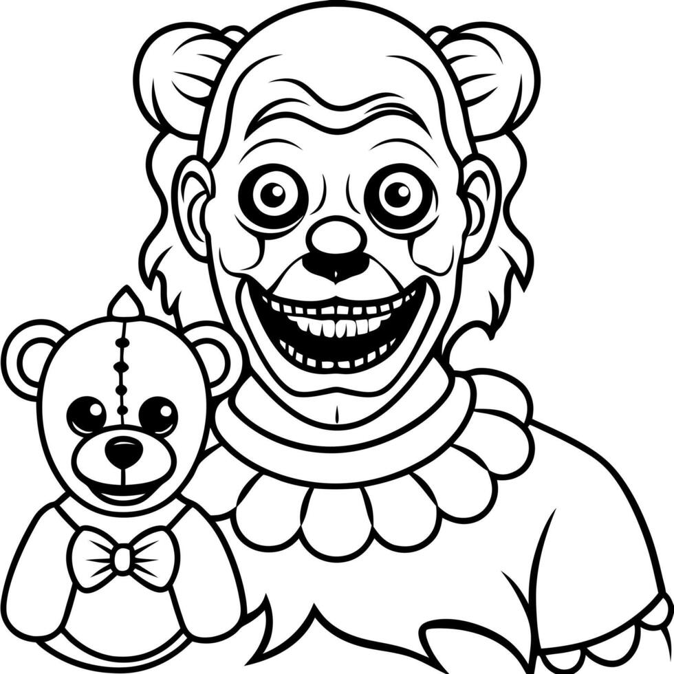 scary clowns zombie teddy bears, concept of horror and toy monstrosities, d with technology, vector