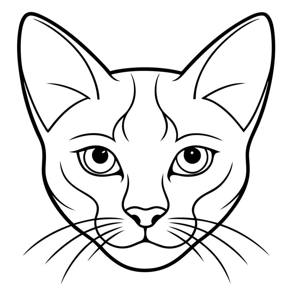 cats head silohuette set, illustration line art vector
