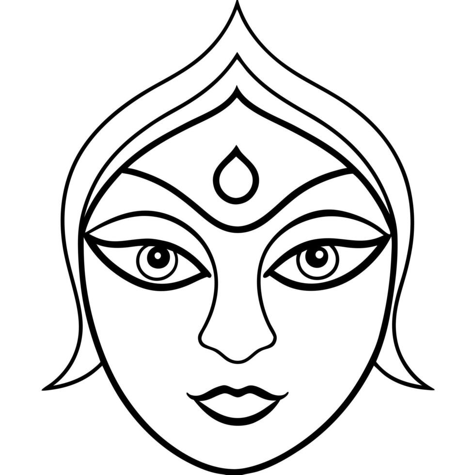 minimalistic outline of a lined eye of devi durga, illustration line art vector