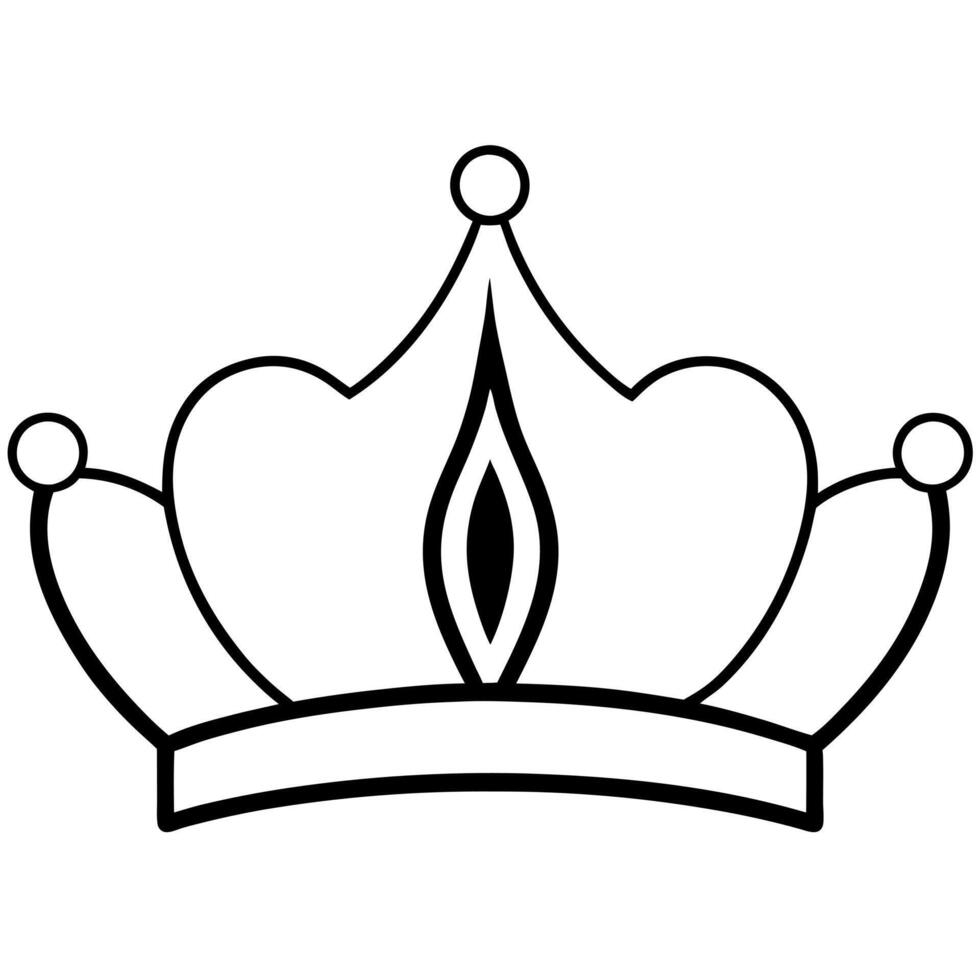 a creative tiara crown silhouette with withe background, illustration line art vector