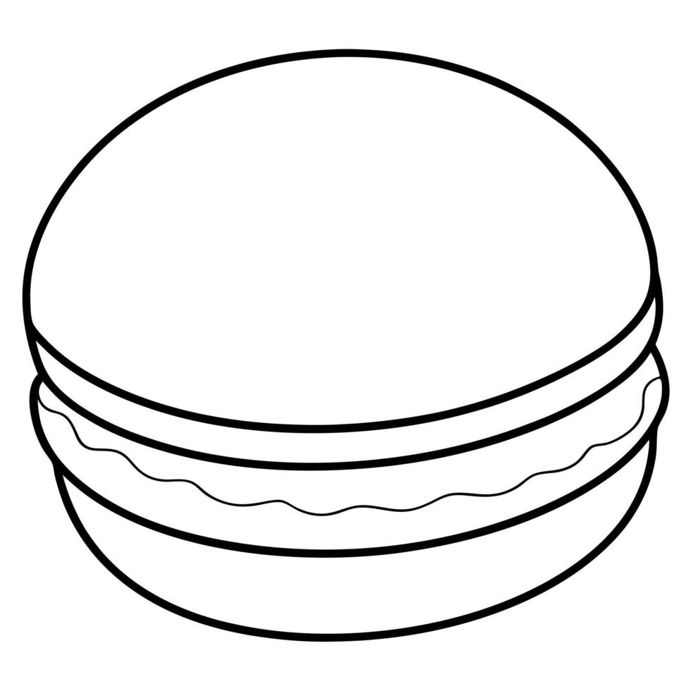 a drawing of a simple cute macaron, illustration line art vector