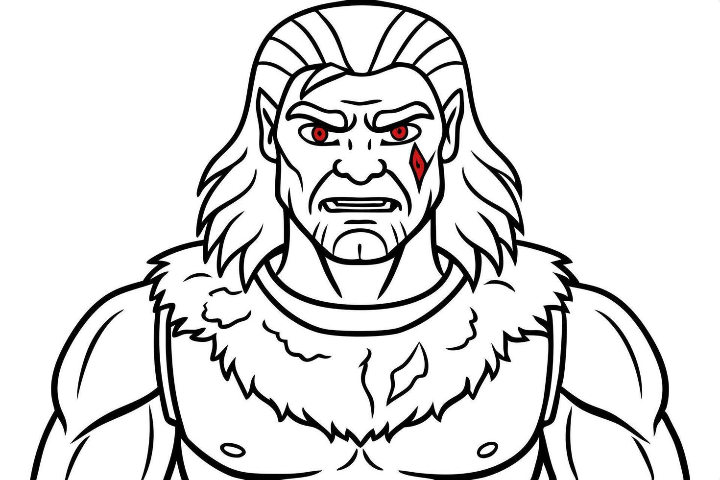 barbarian bleeding, illustration line art vector