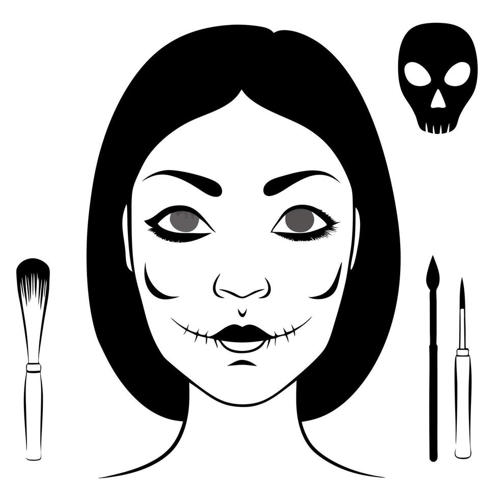 makeup, illustration line art vector