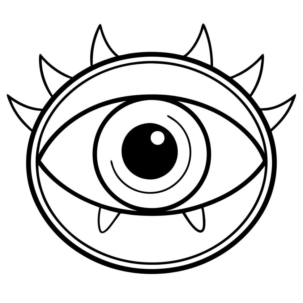 monsters eye isolated on a transparent background, illustration line art vector