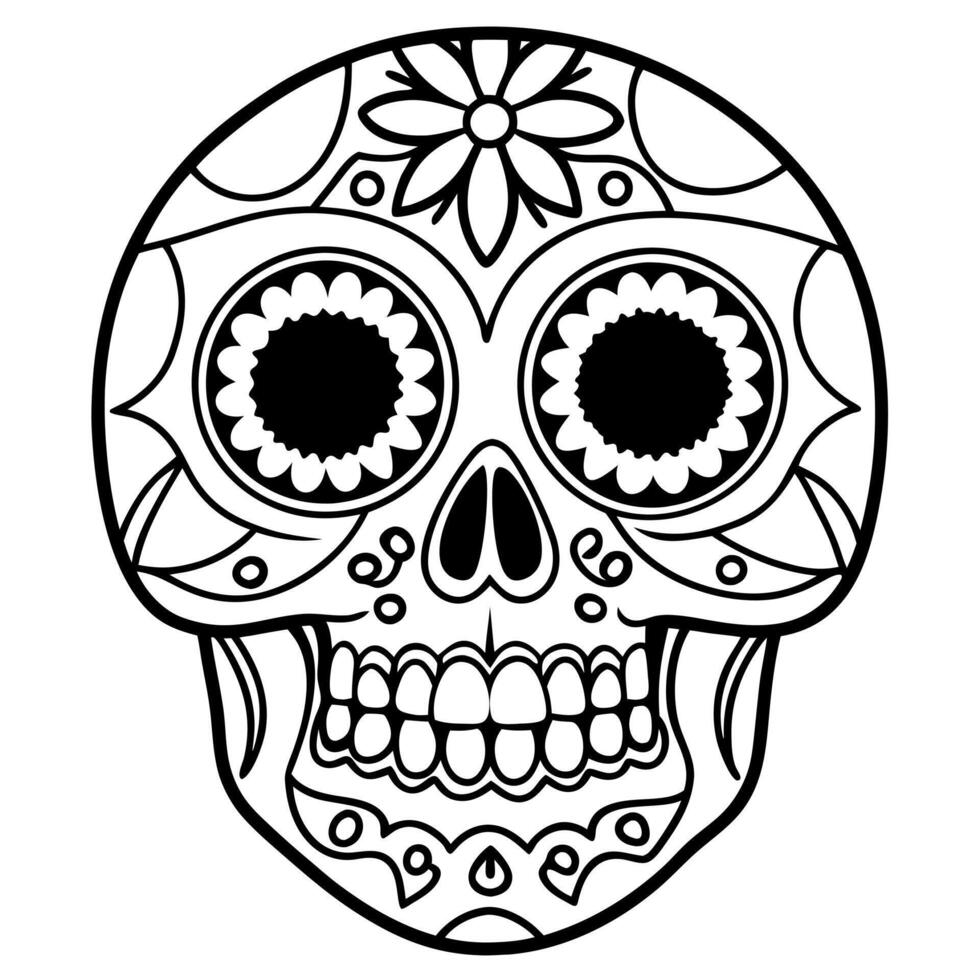traditional calavera, ornate sugar skull isolated on white background the day of the dead symbol, vector