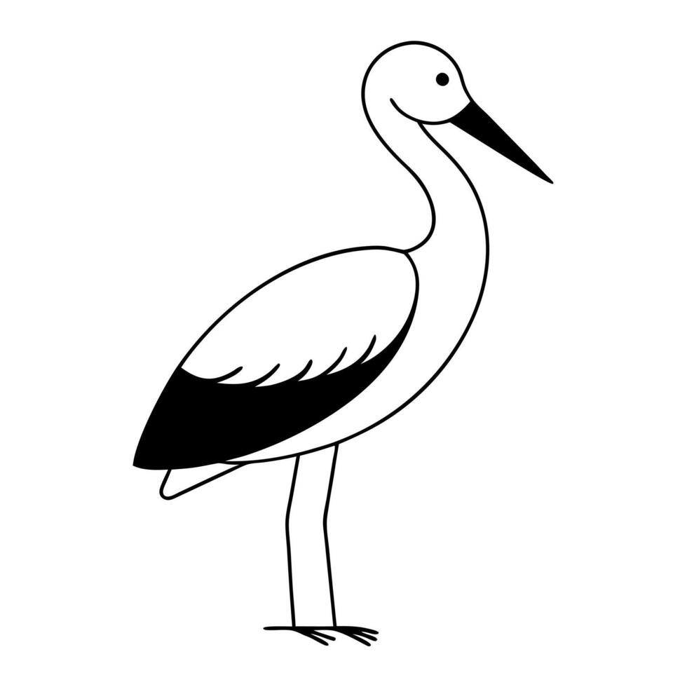 stork, illustration line art vector