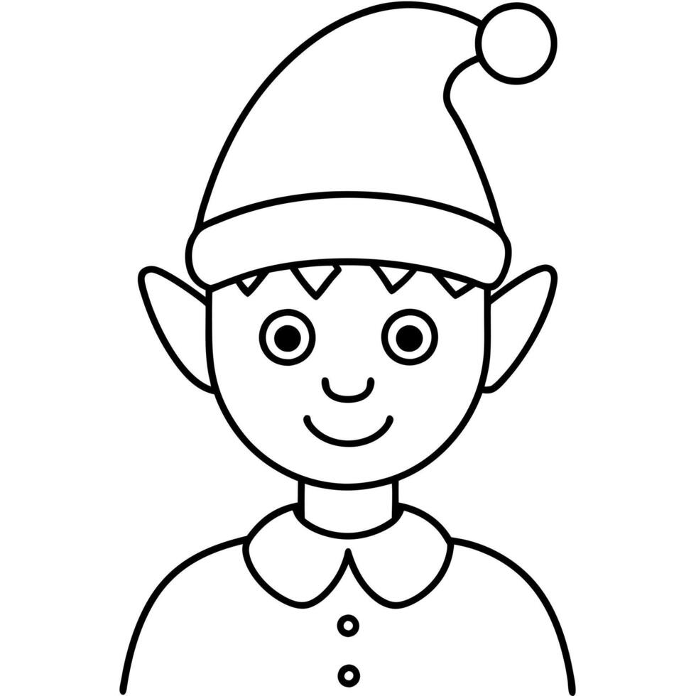coloring pages, bold line art, christmas elf, illustration line art vector