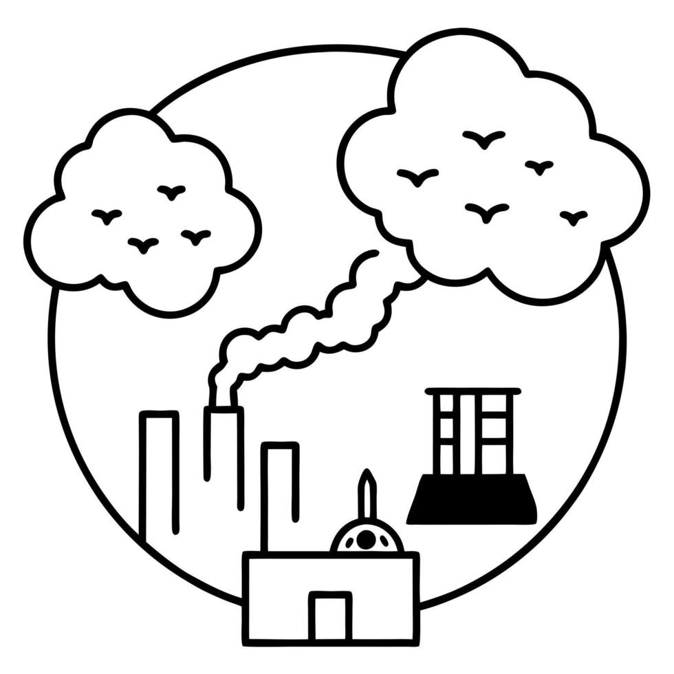 illustration of deforestation and industrialization leading to polluted air, illustration vector