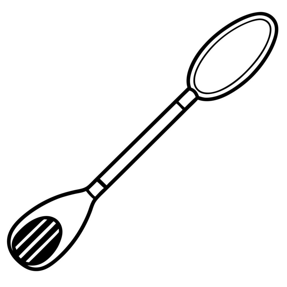 a and silhouette basting spoon black and white background fully white, illustration vector