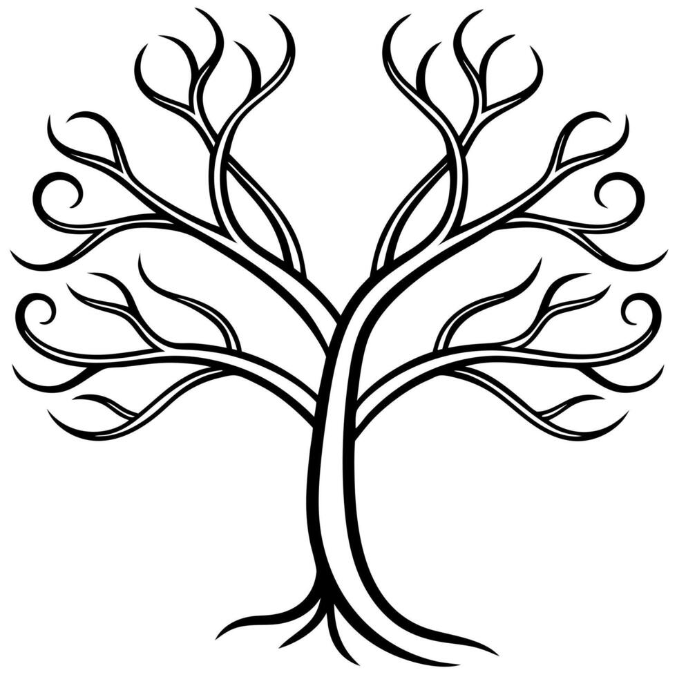 leafless tree with beautiful branches intertwined in the shape of infinity, illustration vector