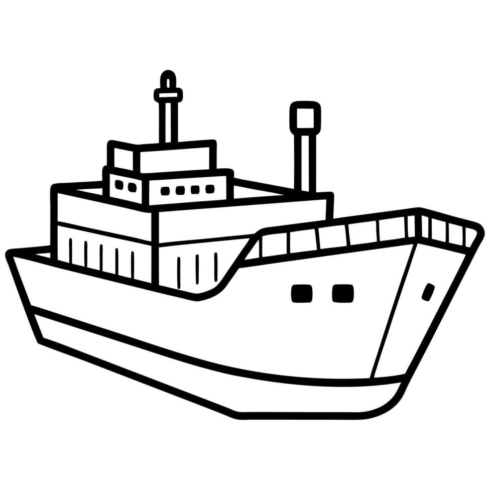 cargo ship, illustration line art vector