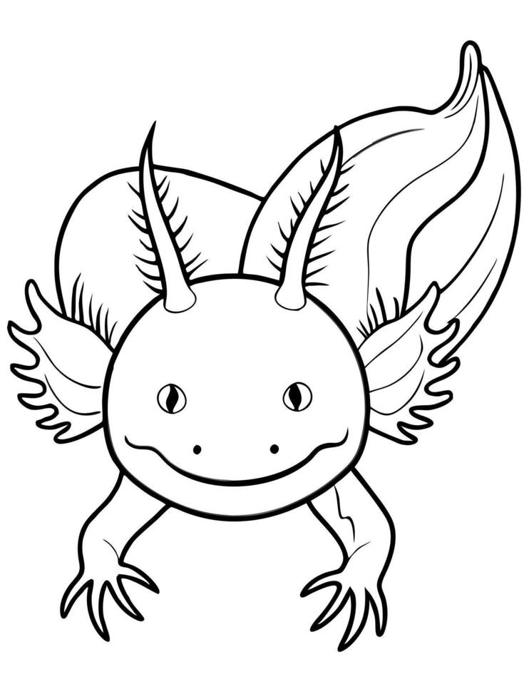 an axolotl, illustration line art vector