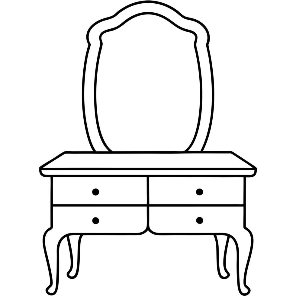 a dressing table, illustration line art vector