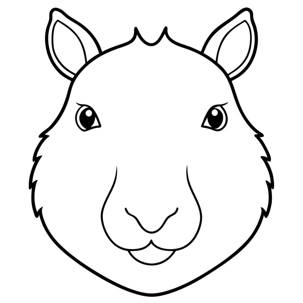 a capybara head with white background, illustration line art vector