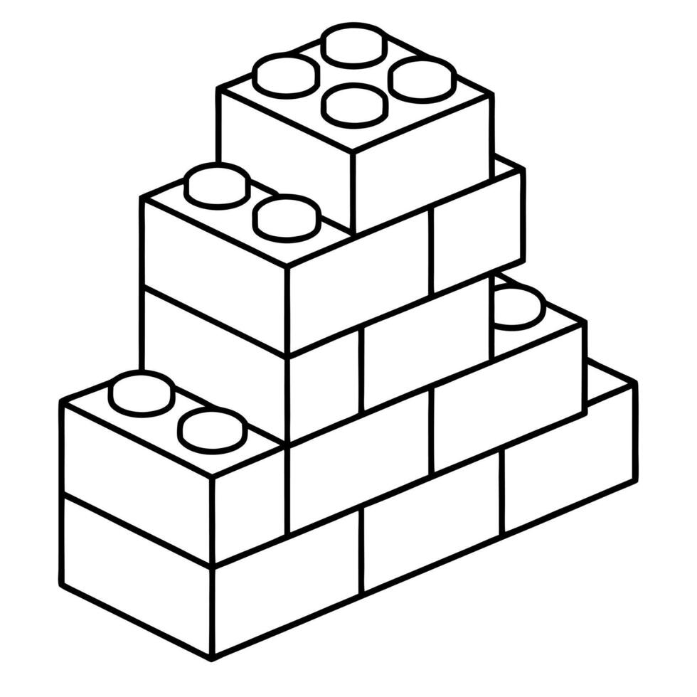 construction brick toy game, illustration line art vector