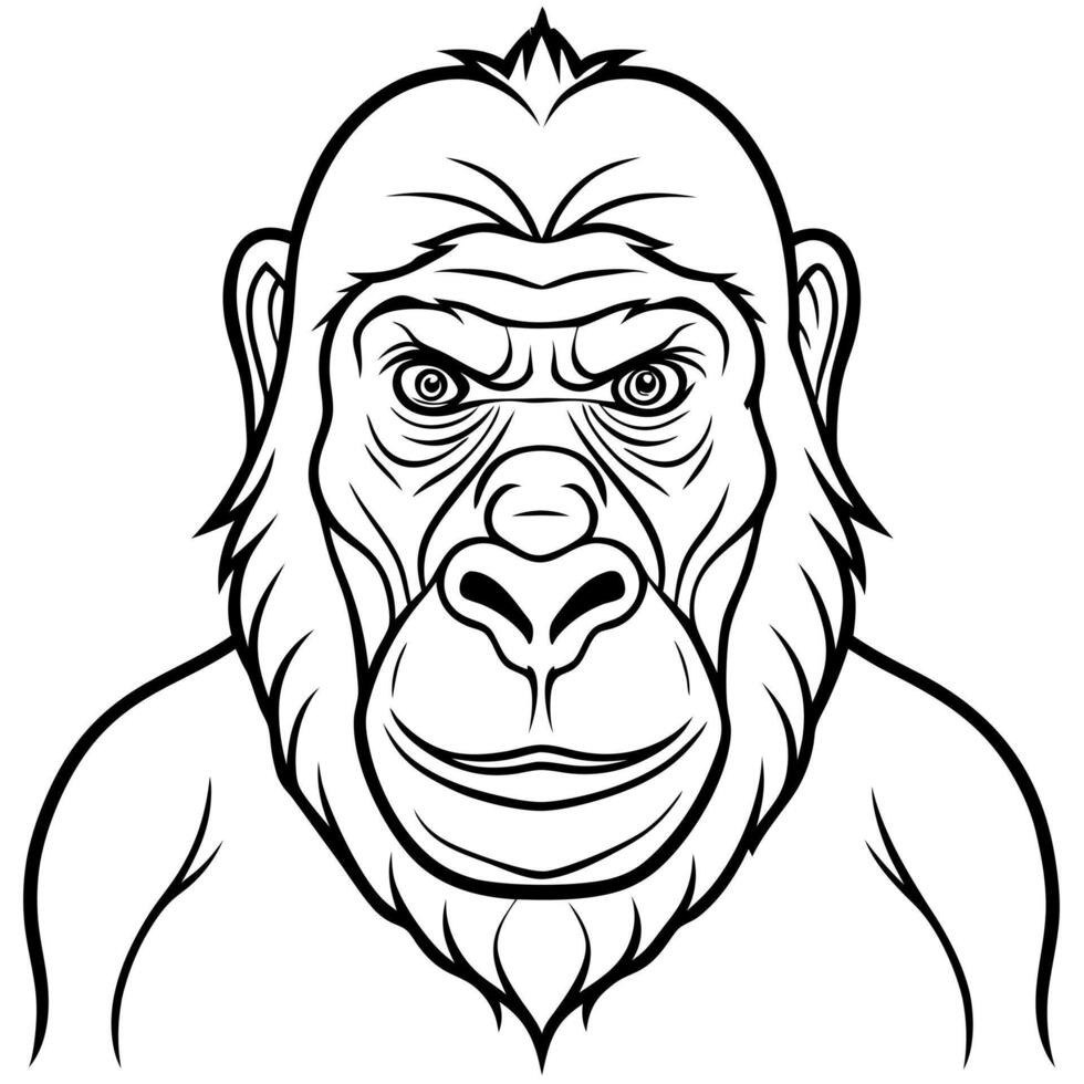 monkey portrait zoo primate gorilla male mammal nature animals face ape wildlife, vector