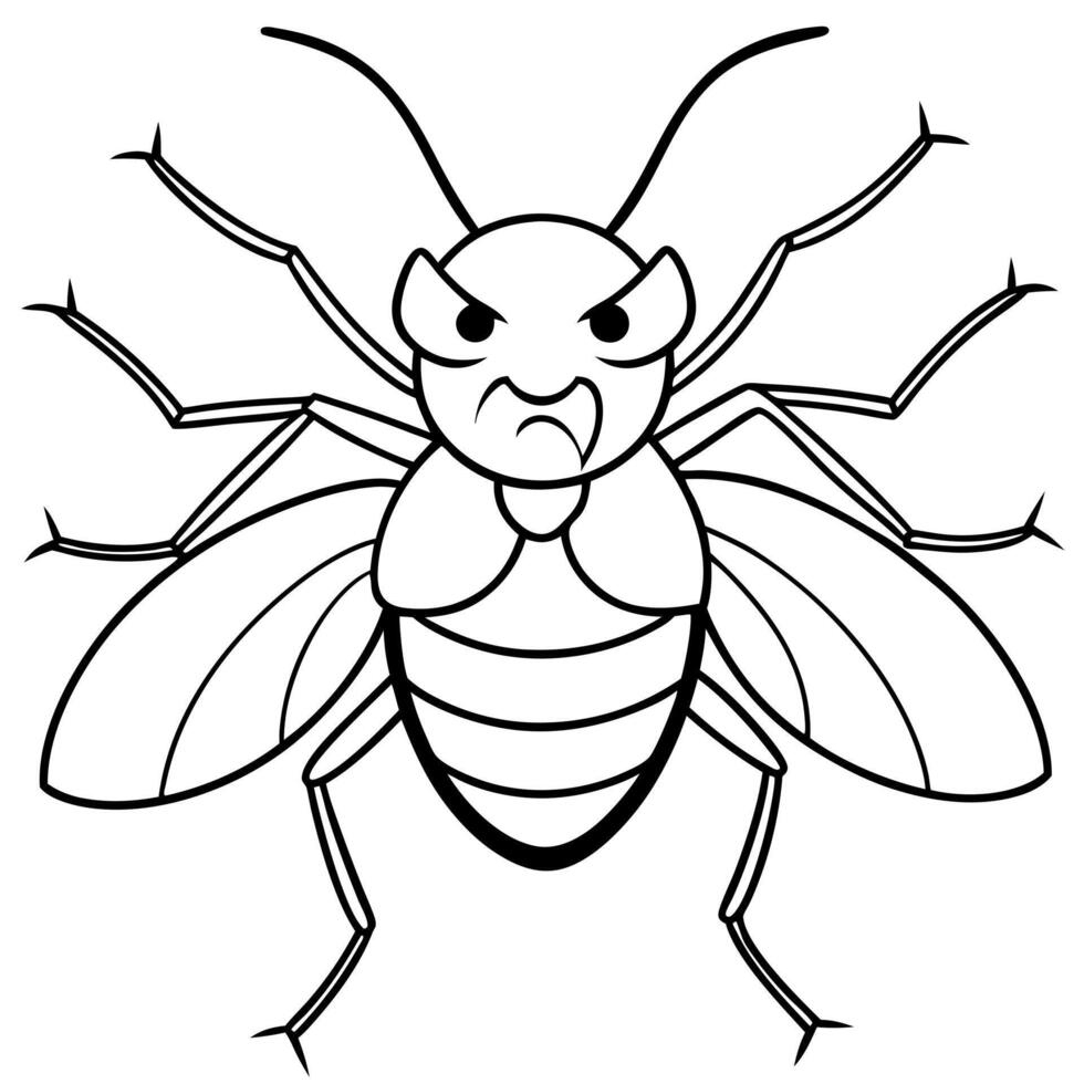 aphid aphidoidea, angry, illustration line art vector