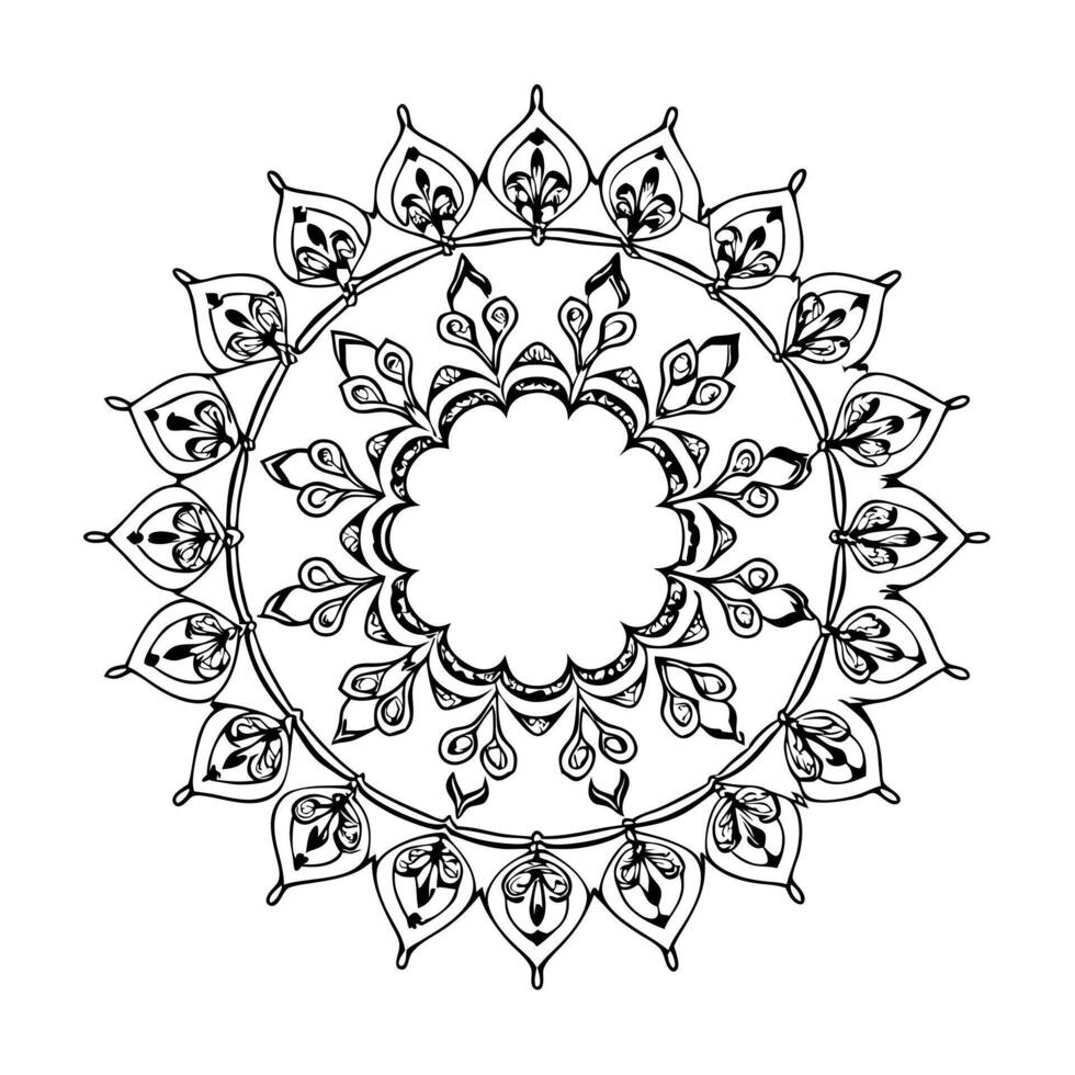 round ornament frame or circular pattern in form of mandala, illustration line art vector